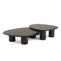 two black tables sitting next to each other