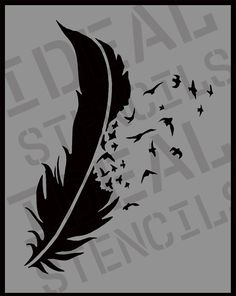 Feather with flying birds stencil, wall art stencil, home wall decorating stencil, painting stencil, furniture stencil by IdealStencils on Etsy Graffiti Stencil, Furniture Stencil, Stencil Wall Art, Stencil Wall, Bird Stencil, Wall Decorating