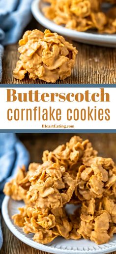 butterscotch cornflake cookies on a white plate