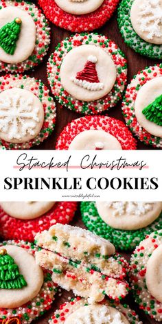 decorated cookies with sprinkles and christmas trees