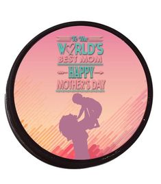 a mothers day badge with the silhouette of a mother holding her child