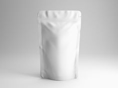 a white bag on a grey background with clippings to the side for text