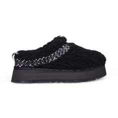 UGG TAZZ UGG BRAID BLACK SHEEPSKIN PLATFORM WOMEN'S SLIPPERS SIZE US 9/UK 7 NEW UGG WOMEN'S TAZZ UGGBRAID MULE CURLY SHEARLING BLACK PLATFORM SLIPPERS NEW 100% AUTHENTIC COLOR: BLACK SIZE: US 9/UK 7/EU 40 STYLE: #1143976 MSRP: $140.00 Style your look in the warm and plush UGG® Tazz Braid slippers with ankle-length silhouette and 10mm UGGplush™ upcycled wool and Lyocell® vamp lining. FEATURES 10mm curly sheepskin upper. 10mm curly UGGplush™ 80% upcycled wool, 20% Lyocell® insole. Slip-on style. Round toe construction. EVA midsole. SugarSole™ EVA outsole. Artificially dyed and treated, real fur from sheep originated from Australia, Ireland, the United Kingdom, or the United States. Imported. 100% GUARANTEED AUTHENTIC. I BUY DIRECTLY FROM UGG FACTORY STORE. Inside size tag has a red mark to p Tazz Ugg, Ugg Tazz, Cozy Boots, Red Marks, Platform Slippers, Women's Slippers, Black Platform, Real Fur, Ugg Australia