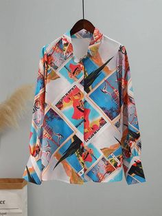 Chest circumference Clothing length Sleeve length S 99 69 58 M 104 70 59 L 100 71 60 XL 118 72 61 XL 126 73 62 XXL 133 74 63 Multicolor Abstract Print Button-up Shirt, Multicolor Graphic Print Long Sleeve Shirt, Multicolor Long Sleeve Shirt With Graphic Print, Multicolor Abstract Print Long Sleeve Shirt, Multicolor Abstract Print Long Sleeve Blouse, Artistic Long Sleeve Summer Shirt, Multicolor Graphic Print Shirt For Spring, Spring Multicolor Graphic Print Shirt, Spring Multicolor Shirt With Graphic Print