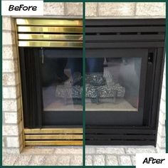 the before and after pictures of a fireplace