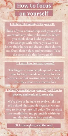 Focus On Yourself Tips, How To Focus On Yourself My Life, Tips To Focus On Yourself, How To Love Your Life, How To Learn To Love Yourself, Create A Life You Love, How To Love Life, How To Change Yourself, How To Work On Yourself