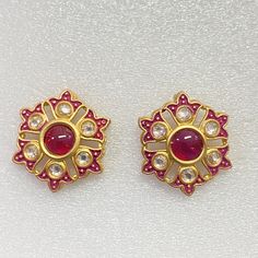 "Polish                                           Stone                                                  Style                             Meena  \"22K Yellow  gold plating \"AAA quality Simulated Ruby & polkiHand coloured  ( Meena )              Red \"22K Yellow  gold plating \"AAA quality Simulated Ruby & polkiHand coloured  ( Meena )           Green \"22K Yellow  gold plating \"AAA quality Simulated Ruby & polkiHand coloured  ( Meena )             Blue  \"22K Yellow  gold plating \"AAA qualit Round Meenakari Earrings For Puja, Meenakari Earrings For Puja, Round Shape, Meenakari Round Earrings For Puja, Meenakari Earrings For Puja, Gold Plated Cutdana Earrings For Gift, Gold Cutdana Earrings, Gold Round Cutdana Earrings, Gold Round Earrings With Cutdana, Gold Plated Earrings As Gift