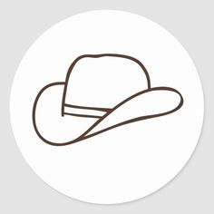 a white circle with a brown cowboy hat on it