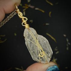 Clear Quartz Crystal pendent will come on a plated chain :)  Clear Quartz is one of the purest examples and is considered to be the light bringer. It's an amazing amplifying stone, meaning that whatever you pour into it, will pour out tenfold. The clarity of its many faces can spark memory, hone concentration, and bring your whole being back to balance. ✨ to be kept away from water and excessive sweat ✨ Wire Wrapped Crystals, Light Bringer, Wrapped Crystals, Clear Quartz Necklace, Wire Wrap Jewelry Designs, Clear Quartz Point, Wire Wrapping Crystals, Wrap Jewelry, Diy Crystals