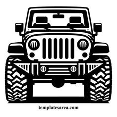 a black and white silhouette of a jeep