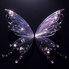 a purple fairy butterfly with lights on its wings and wings spread out to the side