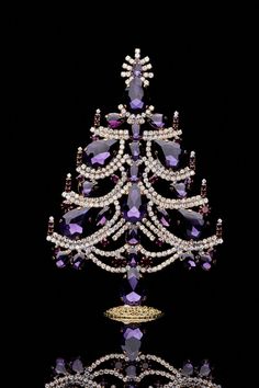 a purple and white crystal christmas tree