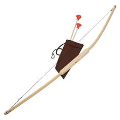 a bow and arrow with two bows attached to the back of it, on a white background