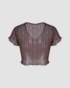 Details:Vintage mesh top with watermarble printTop Length: NormalSleeve Length: ShortMaterials: 95% Polyester + 5% Spandex Fitted Mesh V-neck Top, Sheer Brown Top For Summer, Hip Hop Fashion 90s, 90s Hip Hop Fashion, Mesh Tops, Y2k Outfits, Mesh Long Sleeve, Maxi Dresses Casual, Crop Top Blouse