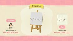 an animal crossing game screen showing the easel and other items for each piece in the game