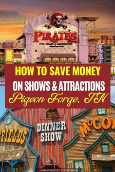 an advertisement for pirate's casino with the words how to save money on shows and attractions