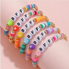 Every Swiftie Fan Needs At Least One Set Of Bff Friendship Bracelets This Set Comes With 6pcs Bohemian Style Colorful Beaded Letters That All Say Bff On Them. Give Them To One Special Bff Or Divide Amongst Your Bestie Group. Each Bracelet Measures Approx. 2 Inches Across Before Stretch. Taylor Swift Fan Eros Tour In My Bestie Ear Beaded Friendship Jewelry Bff Jewelry Trio Bracelets, Beaded Letters, 24 Birthday, Friendship Bracelet Kit, Bff Jewelry, Bff Bracelets, Friendship Party, Best Friend Bracelets, Clay Bracelet