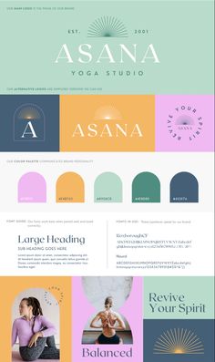 the website design for asana yoga studio, which has been designed to be used as a