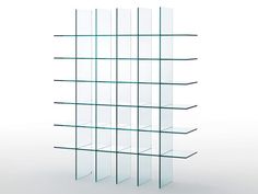 an empty glass shelf with shelves on each side