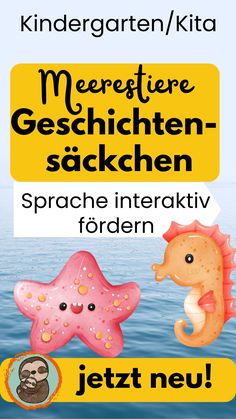 an advertisement for a children's book about sea animals and their names in german