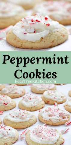 peppermint cookies with white frosting and sprinkles