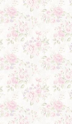 a white wallpaper with pink flowers on it