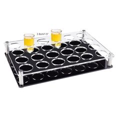 PRICES MAY VARY. Package Include -- You will receive 1 pc shot glass holder, color: clear. Size: about 30cm long, 20cm wide, 5.4cm thick, hole: 3.8cm. Please note that the bottom diameter of the glass cup placed in the holder must be less than 3.8cm. Multi-purpose -- The shelf has 24 small-size cup slots, which can hold various glass cups, such as whiskey glasses, teacups, beer glasses or juice cups, etc., and can also be used as a serving tray in a restaurant or a carrier for transporting drink Shot Glass Tray, Shot Glass Display, Shot Glass Holder, Wine Glass Storage, Wine Glass Cup, Serving Wine, Party Bar, Juice Cup, Glass Display