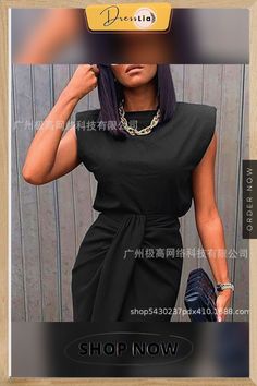 Women's Black Wide Shoulder Twisted High Slit Suit Dress Classy Black Dress For Wedding Guest, Black Dress For Wedding Guest, Black Dress For Wedding, Classy Black Dress, Dress For Wedding Guest, Black Dresses Classy, Dress For Wedding, Suit Dress, Black Wedding Dresses