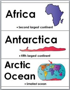 three different types of ocean words are shown