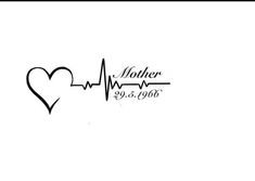 a black and white drawing of a heart with the word mother on it's side