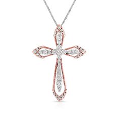 Cross Jewelry, Cross Pendant, Pink White, White Gold, Pendant, Gold, Pink, White