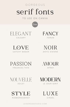 Find Your Perfect Font Style for Canva Graphic Design - Font Love, Typography & Wedding Fonts Best Canva Font Combos, Canva Fonts Aesthetic Cute, Fonts In Canva Aesthetic, The Best Canva Fonts, Canva Best Font, Best Canva Fonts Aesthetic, Canva Fonts Modern, Canva Serif Font, Canva Modern Elements