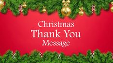 christmas thank you message with pine branches and ornaments on red background - free image on pixart