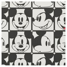 mickey mouse faces on black and white squares