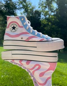 Custom Painted Pastel Converse Pastel Converse, Cute Converse Shoes, Painted Converse, Painted Shoes Diy, Cute Converse, Custom Shoes Diy, Preppy Shoes, Pretty Shoes Sneakers, Platform Converse