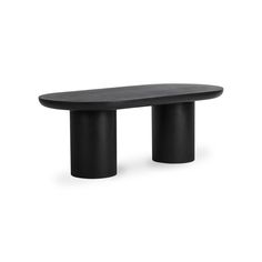 a black table sitting on top of a white floor