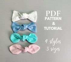 three different bow ties are shown on a gray background with the words, pdf pattern and