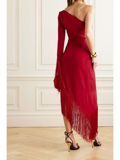 Taller Marmo, Crepe Dress, Asymmetric Hem, Net A Porter, Women Collection, Luxury Design, Red Dress, Porter, Color Design