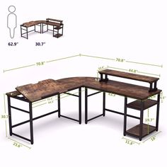 the table and bench are shown with measurements for each piece, including heights to fit