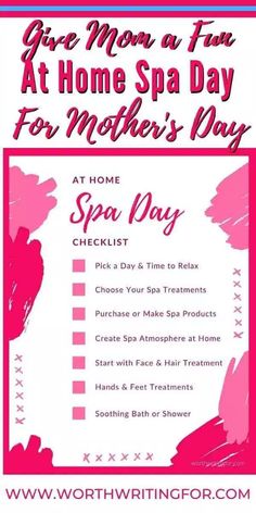 a pink flyer with the words spa day on it