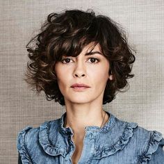 Profile Images, Audrey Tautou, Wavy Haircuts, Short Curly Haircuts, Hair Styles 2017, Curly Hair With Bangs, Curly Bob Hairstyles, Short Hair With Bangs