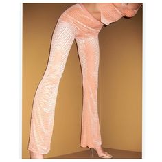 Brand New With Tags Skims After Hours Velvet Logo Flare Leggings Pants In Peach Women’s M *Not Currently Available On Website Sheer Mesh With Velvet Logo All Over Nylon Polyester Spandex Blend Elastic Waistband Small Flare Leg *Colors May Appear Slightly Different In Person Due To Lighting, Screen Resolution, Etc No Trades High Waist Peach Bottoms For Spring, High-waist Peach Bottoms For Spring, Spring Peach Bottoms For Loungewear, Footed Leggings, Vinyl Leggings, Stirrup Leggings, Nylon Leggings, Thermal Leggings, Ribbed Leggings