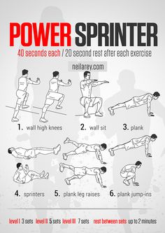 the power sprinter workout poster shows how to do it in 5 minutes or less