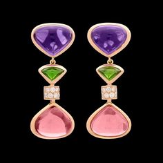 For Sale on 1stDibs - Marina Bulgari has always been known for bold & beautiful design, and this incredible pair of earrings are no exception. Featuring 12.07 carats of pink