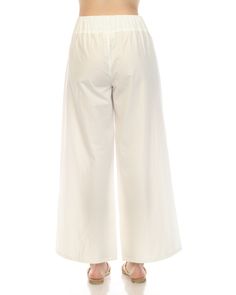 The Poplin Pant is the best of both worlds: light, airy, and comfortable, yet also dressy and elegant. Each pair adjusts to the occasion and looks stunning. Details: Can be worn high-waisted 100% cotton Made in Thailand SKU: S103-P Elegant Cotton Culottes, Elegant Wide Leg Cotton Pants, Elegant High-waisted Cotton Culottes, Chic Cotton Straight Culottes, Elegant White Culottes, Elegant White Straight Culottes, Spring Cotton Wide Leg Dress Pants, Summer Cotton Full-length Dress Pants, Cotton Dress Pants For Summer