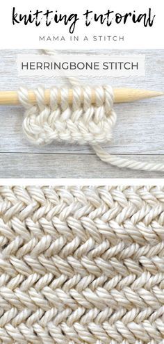 the herringbone stitch is being used to knit