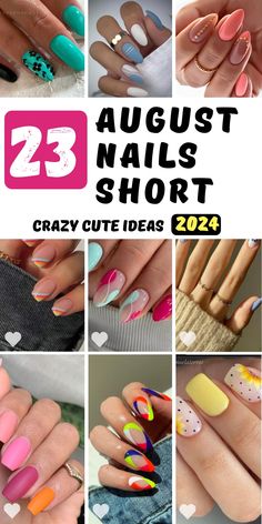 Discover the ultimate collection of charming August nails short for every occasion. Featuring 23 unique ideas, this collection includes cute, square, simple, and almond designs. Whether you prefer gel or acrylic, these short nail designs offer something for everyone. Perfect for birthdays and special events, these designs will keep you looking stylish and chic. Dive into the latest trends and find your new favorite nail design with these stunning and versatile options. August Nails Ideas 2024, Short Nail Ideas, How To Grow Nails, Short Nail, Bright Pastels, Short Nail Designs