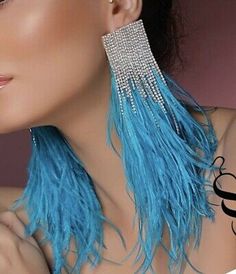 Feather Earrings Diy, Veil Headpiece, Earrings Handmade Dangle, Veil Hairstyles, Crystal Headband, Blue Feather, Feather Jewelry, Wedding Headband, Floral Headbands