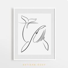 a black and white drawing of a whale on a white background with the words batikan ozev above it