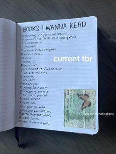 an open book with the words, books i wanna read and pictures of birds on it